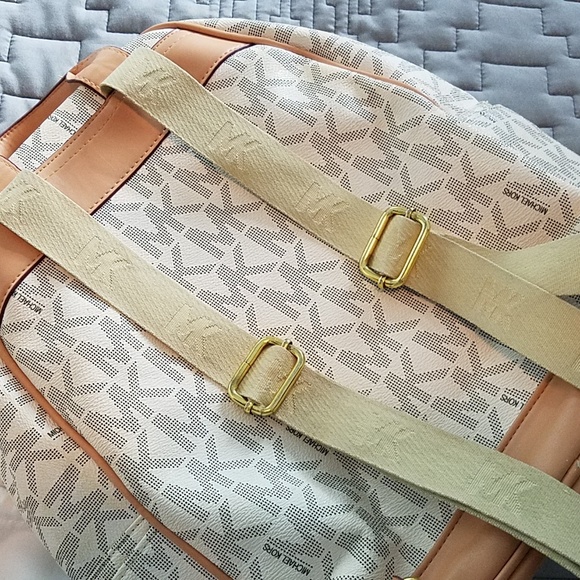 Michael Kors Beige Logo Backpack with Tan Trim - Picture 3 of 6